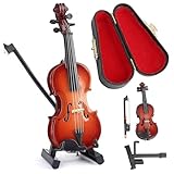 Winzige Geige, spielbare kleine Geigenfigur, Nachbildung eines Musikinstruments aus Holz mit Bogen und Koffer, Sob Story Gag-Geschenk und Schreibtischdekoration, 8, 1 cm.