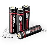 USB AA Rechargeable Batteries,1.5V Lithium Rechargeable Batteries 1600mAh AA Battery, 2H Fast...