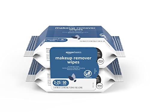 Amazon Basics Make Up Remover Wipes, Original, 50 Count (2 Packs Of 25) (Previously Solimo) #TOP12