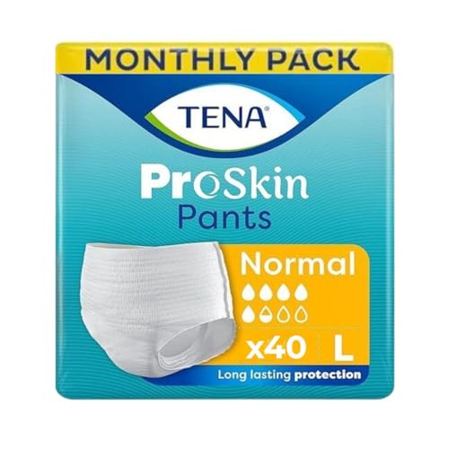 Image of TENA Normal Unisex Adult Diaper Pants Style, Large Size (L) | 10 Units x 4 | 40 Units | Waist 100-130cms | 39-53 inch | 3X Protection | World's Leading Incontinence Brand | For Heavy Urine Leaks