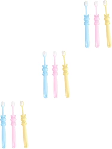 Healvian Cepillo de dientes de cerdas suaves para niños, cepillo de dientes de bambú para niños, cepillo de dedos para bebés, cepillo de dientes