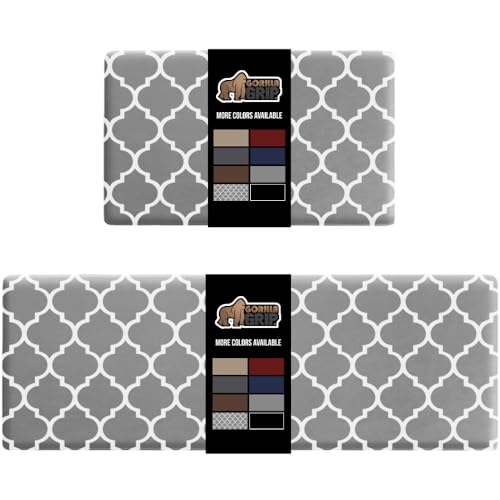 Gorilla Grip Conjunto de 2 Tapetes de Cozinha Acolchoados Antifadiga À Prova D'Água, Resistentes A Manchas e Arranhões, Tapete de Mesa de Escritório Ergonômico, Tapetes de Espuma de Memória Acolchoado