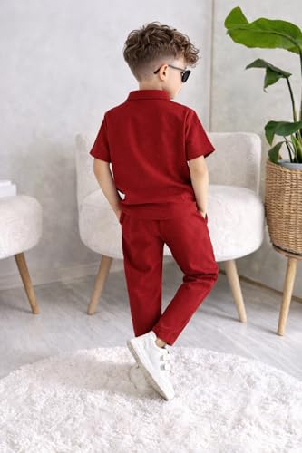 Image of Fashion Dream Boy's Cotton Blend Solid Co-ord Set|Clothing Set|Combo Set|Casual Wear|Coordinate Outfit for Boys|Shirt pant Set|Two-Piece Set