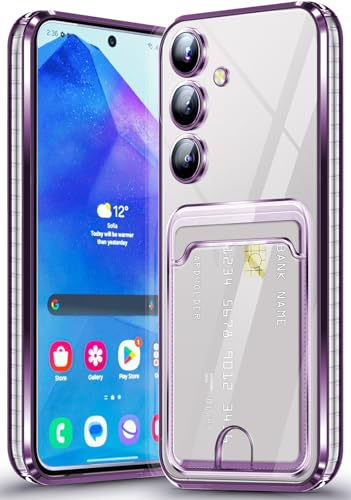 Coque Samsung Galaxy A55 5G en silicone transparent violet avec porte-carte