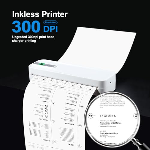 Image of Thermal Home Printers, Portable and connectable to Mobile Phones and Computers (A4RJ(200dpi Black))