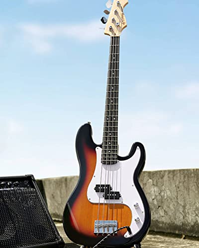 Donner Electric Bass Guitar 4 Strings Full-Size Standard Bass Pb-Style Beginner Kit Sunburst For Starter With Free Online Lesson Gig Bag Guitar Strap And Guitar Cable, Dpb-510S #TOP7