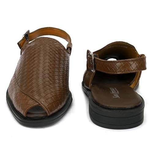 Image of San Frissco Men's Casual Mules with Leatherette Textured Design /Ethnic Jutis and Mojaris for Wedding,Occasions,Parties /Peshawari Loafers Slip-On Shoes for Men /Comfortable Fit for Everywhere