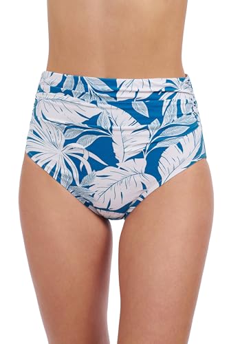 Profile by Gottex Malaya Women’s Tropical Print Shirred High Waist Bikini Bathing Bottom with Front and Back Tummy Control