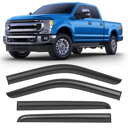 Image of Shatterproof Taped-On Window Deflectors for 2017-2026 Ford F250 to F550 Super Duty Crew Cab, Rain Guards, Window Visors for Cars, Vent Deflector, 4pcs