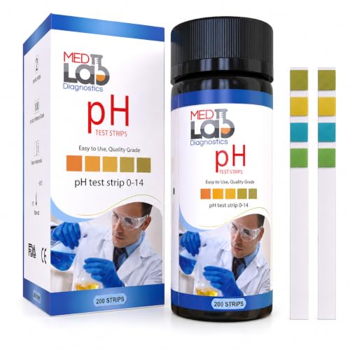 Med Lab 200 Universal pH Test Strips (0-14) for Water, Pool, Spa, Aquarium