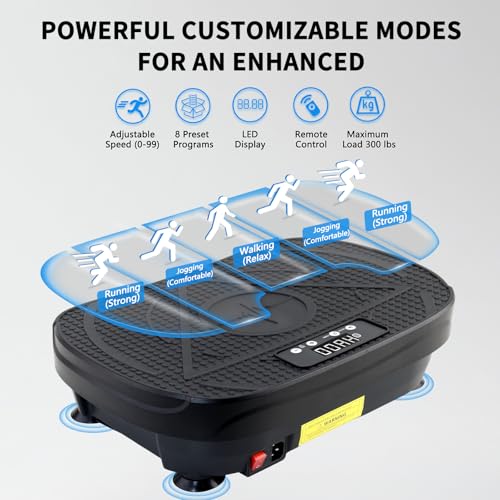 Homesy Vibration Plate Exercise Machine, Vibrating Plate for Lymphatic Drainage, Full Body Shake Platform Board for Home Fitness and Fat Burning, Sport Gym Equipment for Women Men, Black