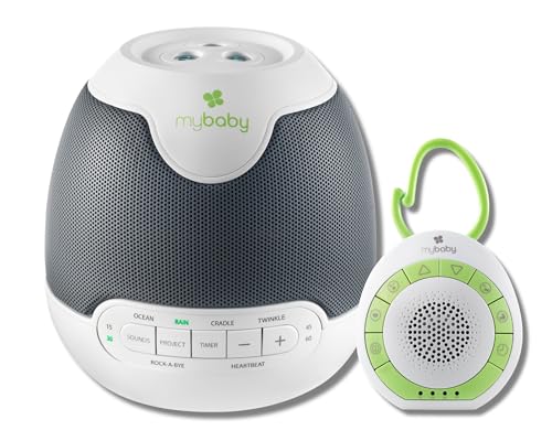Image of MyBaby Travel Bundle. Lullaby Sound Machine & Projector with 6 Sounds and Projects Soothing Images + MyBaby Clip Baby Sound Machine with 4 Soothing Sounds, Integrated Clip, Small and Lightweight