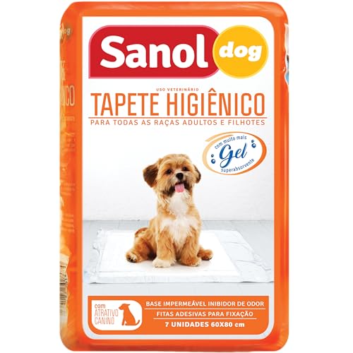 Sanol Dog Tapete Higiênico Descartável Para Cães 7 Unidades Branco Tamanho Total 60Cm X 80Cm Tamanho De Absorvição 50Cm X 56Cm