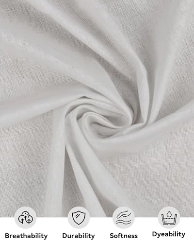 Hotgoden H-L-MF-BW-2Y Light Weight 100% Cotton Muslin Fabric: 59 Inch X 2,5,10 Yards Bleached Muslin Linen Fabric Material thumb #1
