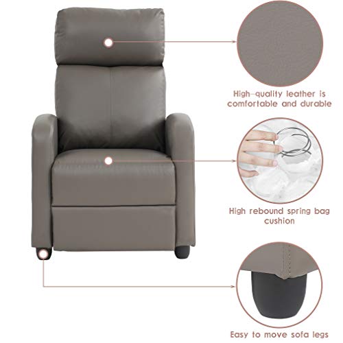 Image of FDW | Recliner Chair | Without Massage Function | Gray, PU Leather