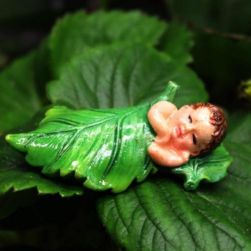 WsjiaboFux Green Sleeping Fairy Miniature Figurines, Fairy Garden Animals for Garden, Supplies, Micro Landscape, Plant Pots, Bonsai Craft Outdoor Yard Home Decoration Figurines Accessories