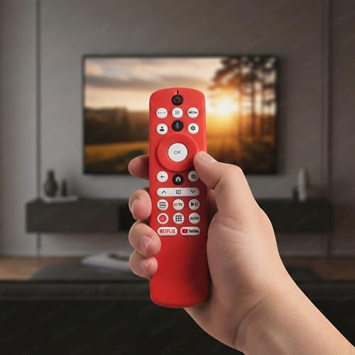 Image of SHOPOFLUX Silicone TV Remote Cover Compatible with Haier Smart TV Protective Case with Lanyard (Red)