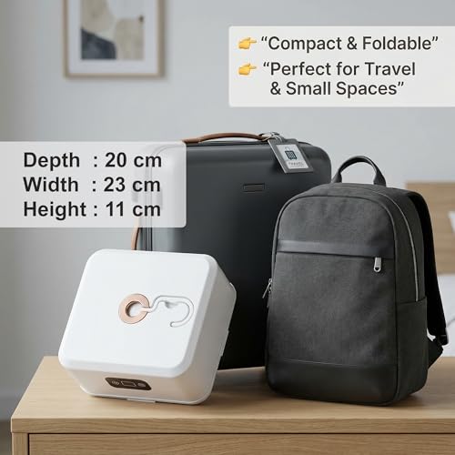 Image of Portable Clothes Dryer & Warmer - Foldable Hang Mini Heater with PTC Heating & Timer - Fast Drying and Ideal for Home, Travel, Baby Clothing, Towels, and Wet Laundry