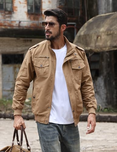 Image of TACVASEN Men's Lightweight Military Cotton Jacket Casual Windbreaker Coat