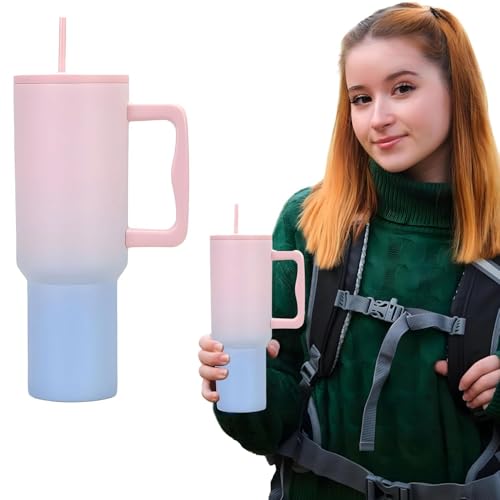 Image of Personalised with Your Name, 1200ml Tumbler with Straw-Handle-Stainless Steel Cup | Leakproof Sipper Mug for Hot-Cold Drinks |Coffee - WaterTumbler Candy