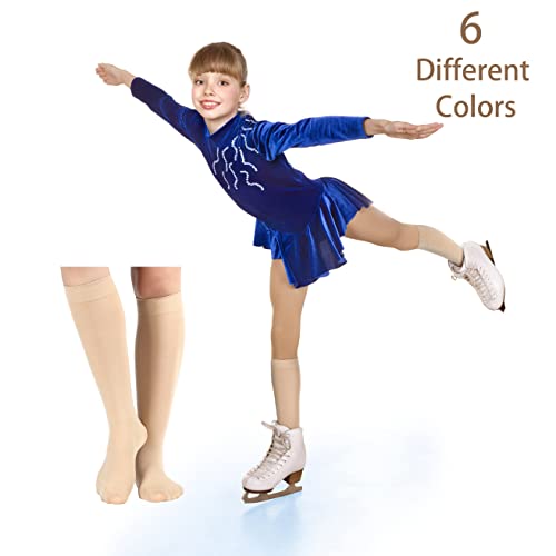 Satinior Womens 6 Pairs Ice Skating Solid Color Light Opaque Knee Girl Socks, Multi Color, Medium #TOP2