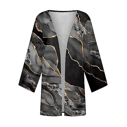 DuDubaby Cardigan Sweaters for Women Round Neck Lightweight Kimono Cardigans Long Sleeve Medium Length Retro Printed Coat2