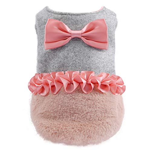 Ropa para Mascotas,Dragon868 Invierno cálido Cuello Redondo Arco-Nudo Sweashirts Vestido para Mascotas Perros Perro