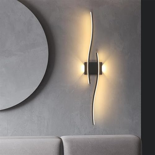 Lampada da Parete LED Moderna - Applique a Barra ondulata Ricaricabile Tramite USB, Design in Acrilico e Ferro per Soggiorno e Camera da Letto, 100 cm, Luce Nera Neutra