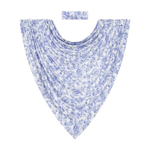 Image of Posh Peanut Swaddle Blanket & Headband Set - Viscose from Bamboo Stretchy Baby Swaddle for Newborn Girls, Receiving Blanket or Nursing Cover (Briar)