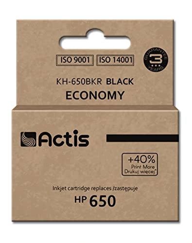 ACTIS Tinta KH-650BKR (REEMPLAZO Para HP 650 CZ101AE - ESTĂNDAR - 15 ML - Negra)