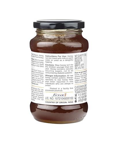 Image of INDIGENOUS HONEY Fennel Saunf Honey Raw Organic Natural Pure Unprocessed NMR Tested Unpasteurized Unheated 530g Glass Jar Pack of 1 | Natural Sweetener No Added Sugar Unfiltered Unprocessed Honey Pack of 1