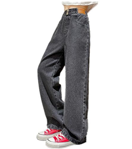 Little/Big Girls Jeans Denim Elastic Wasit Wide Leg Baggy Pants Kids Clothes 5-16 Years