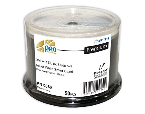 Super Blank DVDs - DVD+R Falcon SmartGuard White Inkjet Hub Printable 8X 8.5GB 50 Disc Cakebox Blank DVDs