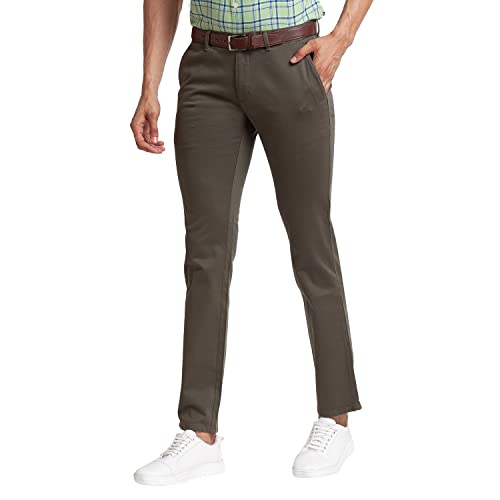 Image of Parx Men's Cotton Blend Solid Pattern Low Rise Tapered Fit Flat Front Casual Trouser