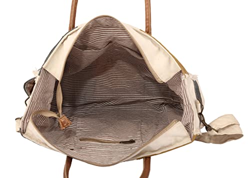 KPL Sel De Mer Upcycled Canvas and leather Hand Bag Cowhide Tote Bag shopping bag carry on leather bag3