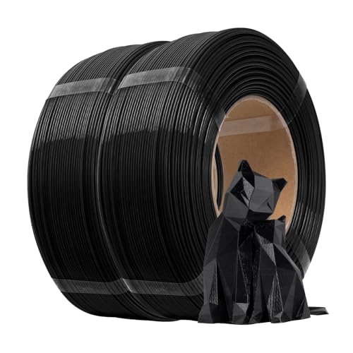 Image of eSUN PLA+ Refilament 1.75mm, 3D Printer Refill PLA Plus, 1KG per Roll, 2 Rolls Spoolless 3D Printing Filament for 3D Printers,Black