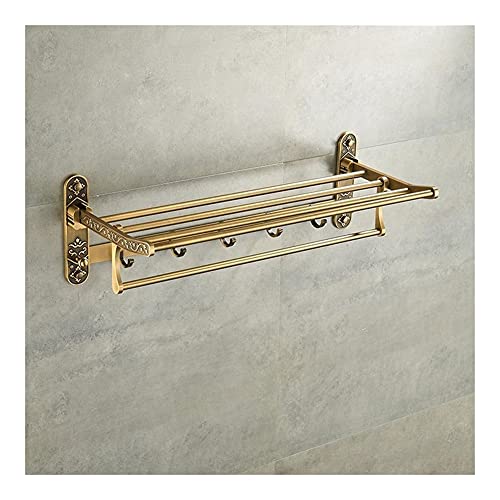Porte-serviettes mural pliable en aluminium antique avec double barre active pour salle de bain