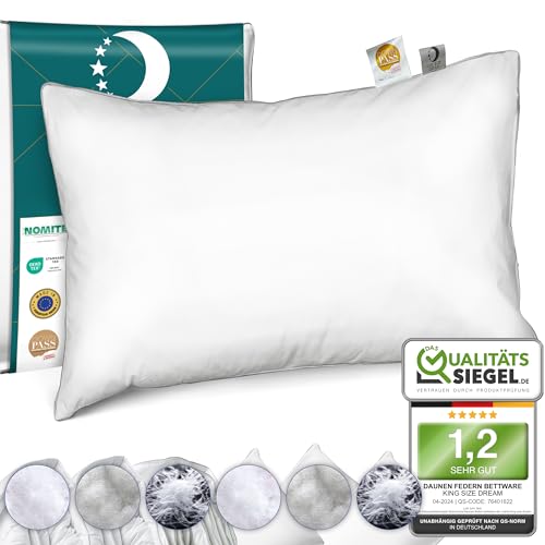 KING SIZE DREAM Almohada de plumón de lujo, 60 x 80 cm, tecnología perfecta para dormir, excelente y certificada