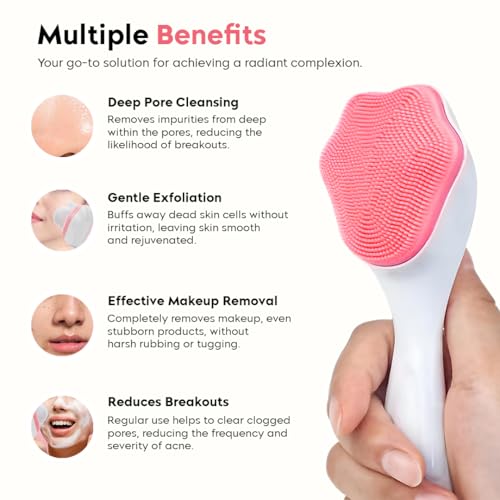 Image of Gleva Silicon Face Cleansing Brush - Soft & Thin Silicone Bristles for Gentle Exfoliation - Multipurpose Silicone Brush Face Scrubber for Deep Cleansing & Blackhead Removal (Assorted)