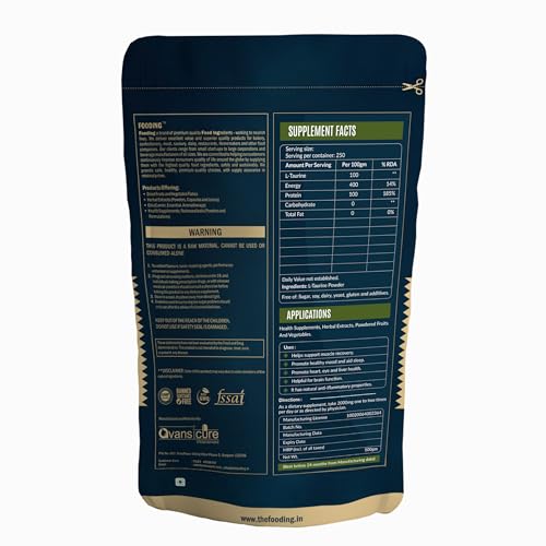 Image of L-Taurine Powder 500g | USP Grade Pure Taurine Amino Acid Supplement | Muscle Recovery, Hydration & Performance Support | Nervous System, Heart, Brain & Eye Health | Unflavored | No Additives or Fillers