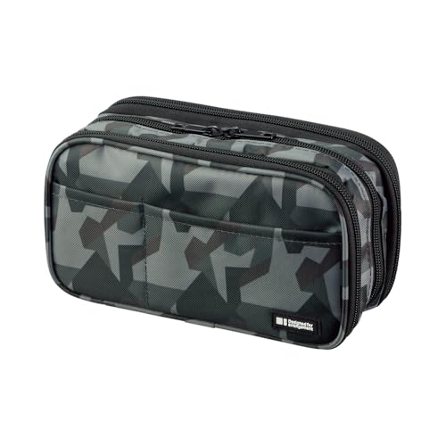 Image of LIHIT LAB Large Capacity Triple Zipper Pencil Case For School Office College, Big Capacity 8 Compartments Pencil Bag Holder Adults Teen Boys Girls, Travel Cosmetics Storage, Green Camo (A7556-131)