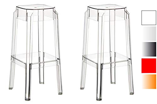 CLP Set 2 Taburetes Fox Con Estructura De Polipropileno I 2 Taburetes Modernos Con Reposapiés I 2 Taburetes Con 160 kg Cap. De Carga I Color: Transparente