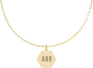 Alpha Omicron Pi Paperclip Necklace — AOP 18K Gold Plated Sorority Gifts Necklace, Long-Lasting Alpha Omicron Pi Gifts for Women