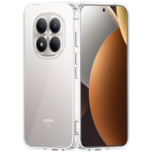 Image of Amazon Brand - Solimo Compatible with Redmi Note 15 Pro 5G Case Cover Transparent Non-Slip Hard PC Shockproof Bumper Protective Back Cover - Clear
