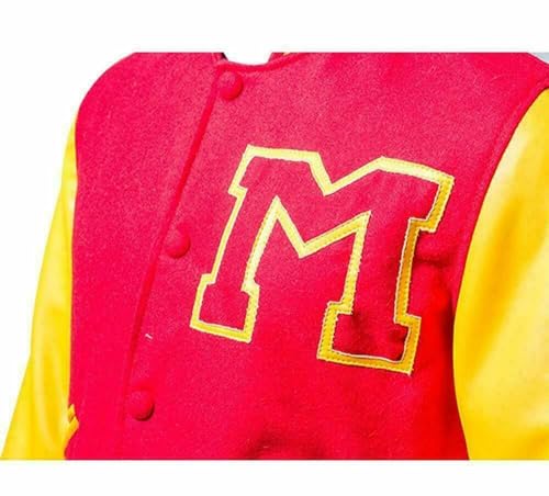 ADS Men's MJ Thriller Red M Logo Letterman Jackson Bomber Varsity Jacket (XXS-4XL) (MJ VARSITY LETTERMAN JACKET)4