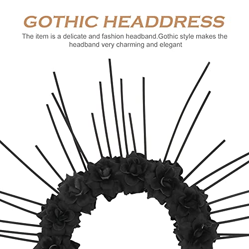 Halo Crown Halo Crown Headband Goddess Spiked Zip Tie Goddess Headpiece Halloween Costume Headpiece Headdress for Cosplay Weeding Party (Black) - Image 2