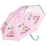 スケーター(Skater) 子供用 傘 35cm プリンセス 2~3才向け 約85~95ｃｍ 視界が確保できる透明窓付き 指を挟みにくい手開き式 8本骨 ディズニー 女の子 UB0-A