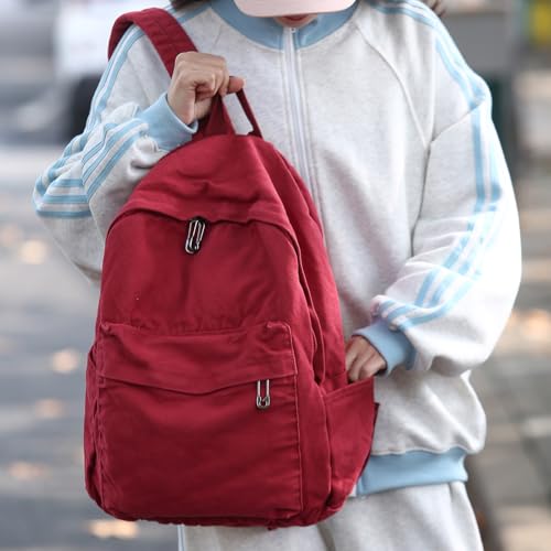 Image of AFGWK Vintage Canvas Backpack for Women Grunge Hippie Cute Boho School