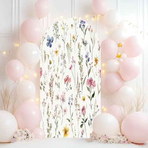 Wedding Arch Backdrop Cover 6.6FT Watercolor Floral Seamless Fabr...