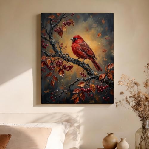 Lienzo de hojas de otoño rojas para decorar el dormitorio y la sala de estar 4